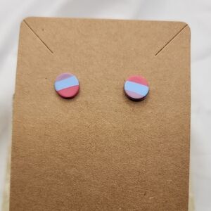 Colorful Striped Polymer Clay Stud Earrings
